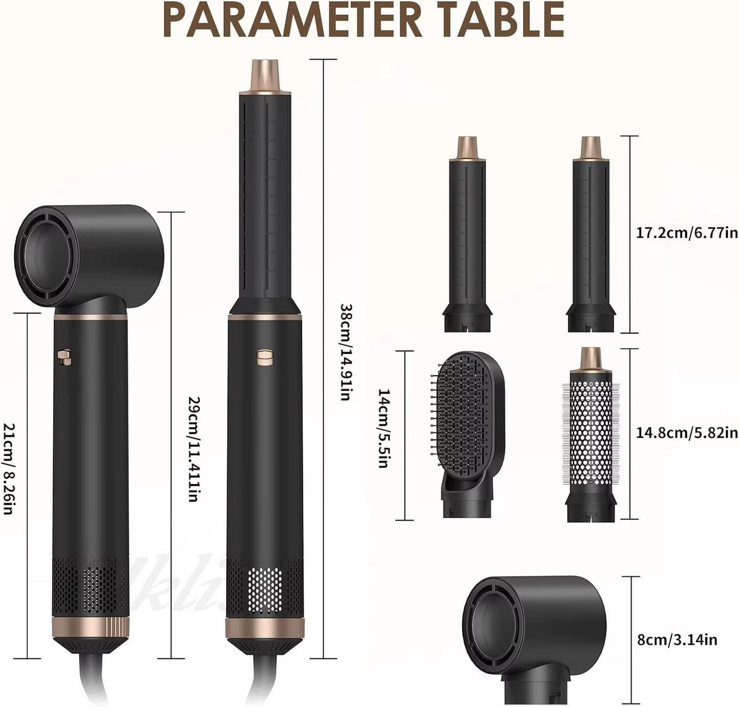 5 in 1 Hair Dryer Brush, Negative Ion Blow Dryer Brush Set Upgrade Hot Air Brush Curling Wrap Air Curler, Curling Iron Hair