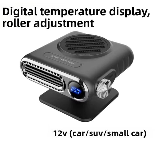 12V/24V Electric Heater Fan Fast Heating Cooling Digital Display Adjustable Temp Defogging Defrosting Anti-Fog Car Supplies