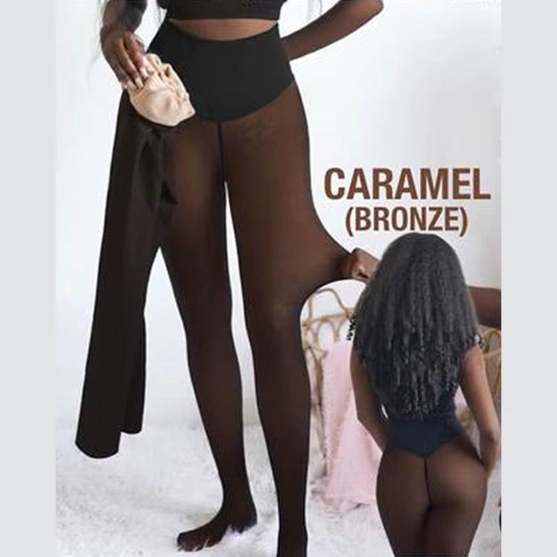 Women plus Size Seam Shaping Fleece Leggings Viral One Ultra-Thick Nylon High Waist Compression Band Pantyhose Sexy Erotic Socks