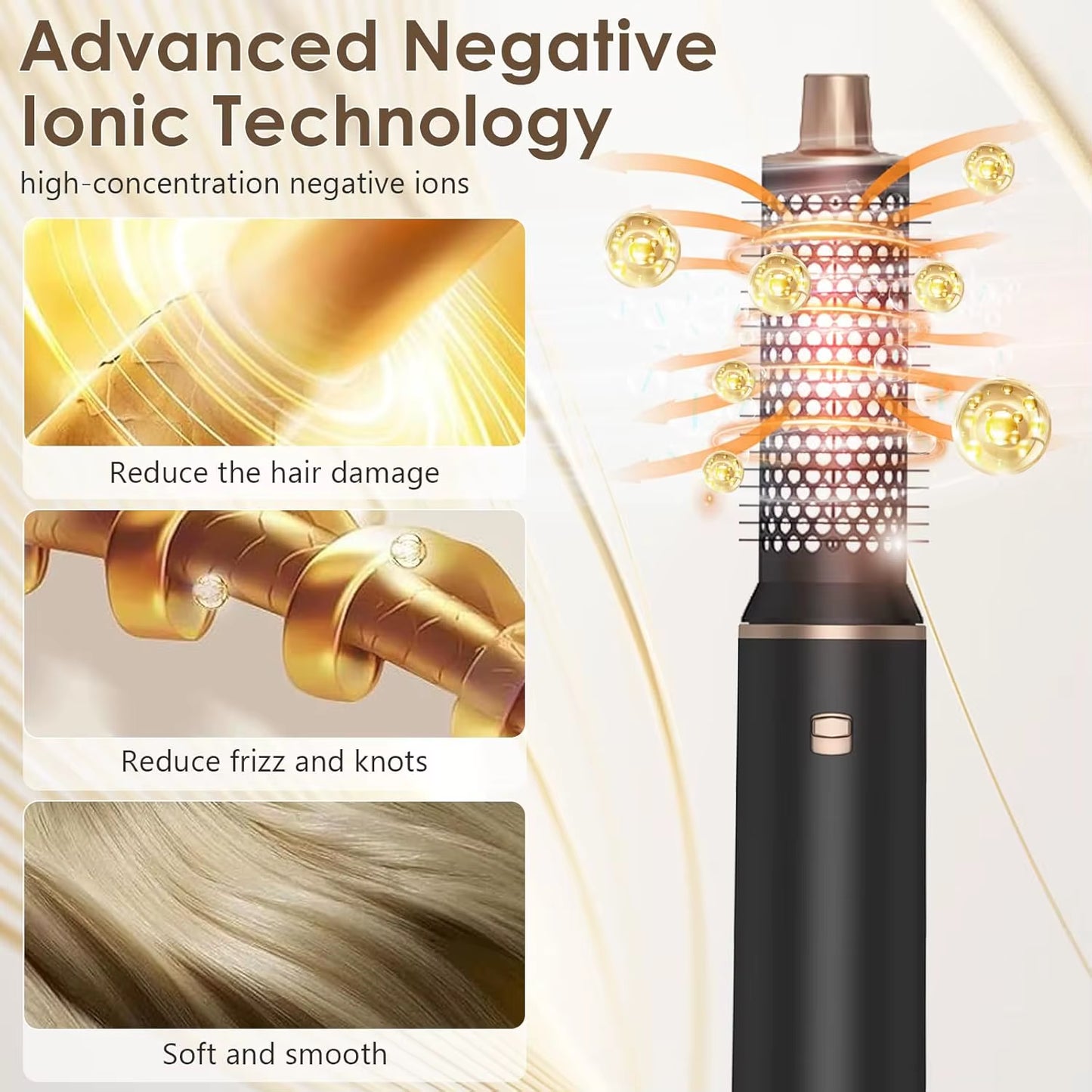 5 in 1 Hair Dryer Brush, Negative Ion Blow Dryer Brush Set Upgrade Hot Air Brush Curling Wrap Air Curler, Curling Iron Hair