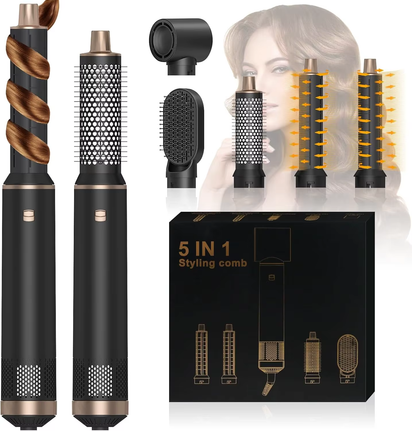 5 in 1 Hair Dryer Brush, Negative Ion Blow Dryer Brush Set Upgrade Hot Air Brush Curling Wrap Air Curler, Curling Iron Hair